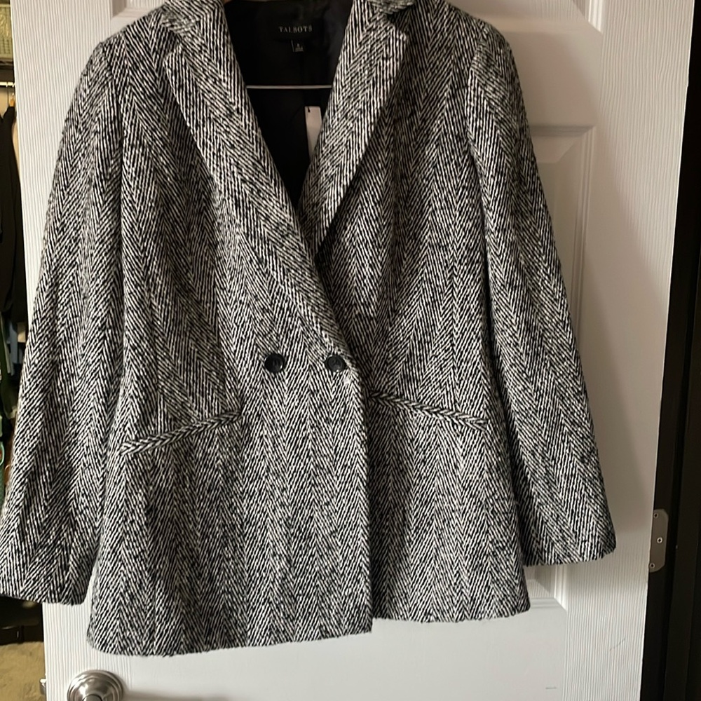 NWT Talbots heavy wool blazer black and white